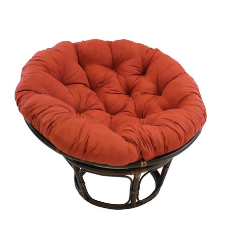 International Caravan 42 in. Rattan Papasan Chair with Micro Suede Cushion, Cardinal Red 3312-MS-CR